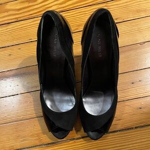 Size 8.5 Nine West Peep Toe Black Pumps